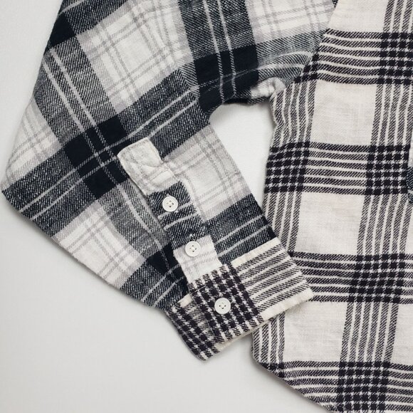 American Eagle Flannel Crop Shirt Women's Medium Black & Cream Plaid Western NWT - Picture 12 of 16